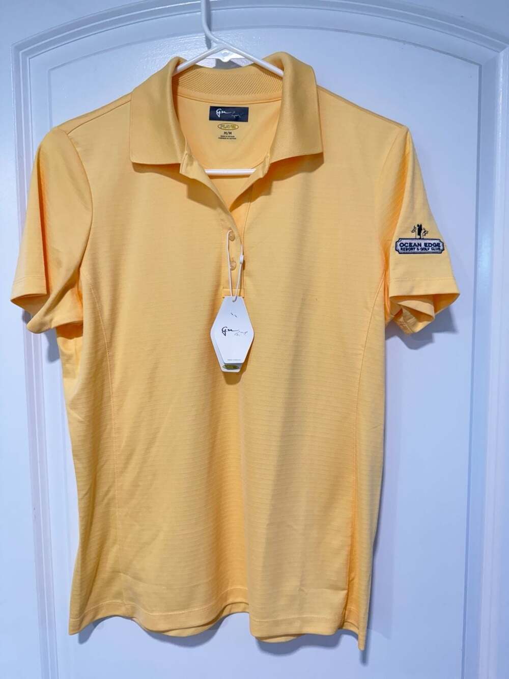 Yellow Golf Polo Shirt Greg Norman Ocean Edge Resort Preppy Golfcore Size M Read